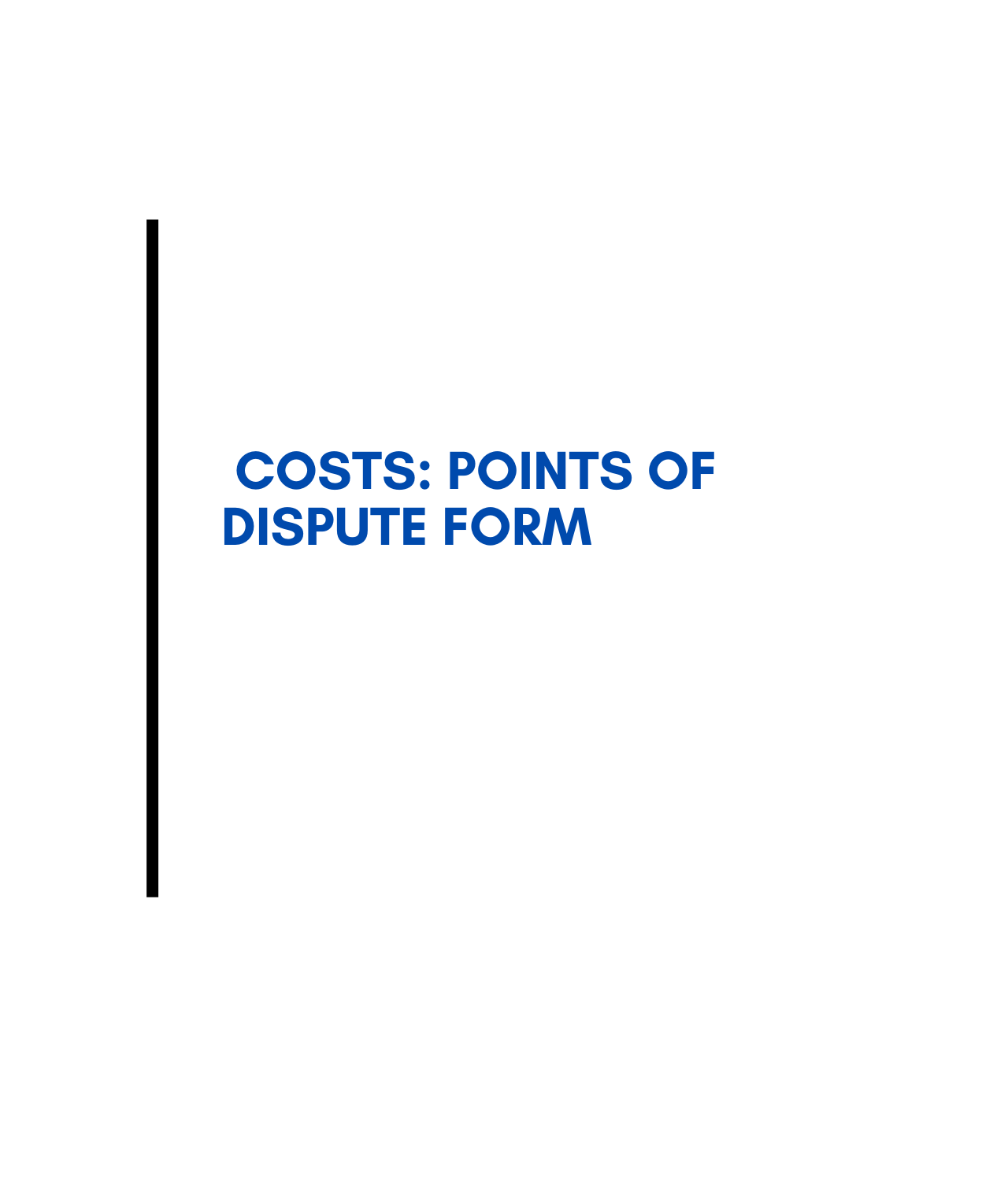 Costs points of dispute form